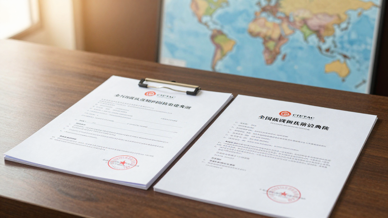 Cross-border dispute resolution in China - international arbitration documents with official seals on law office desk