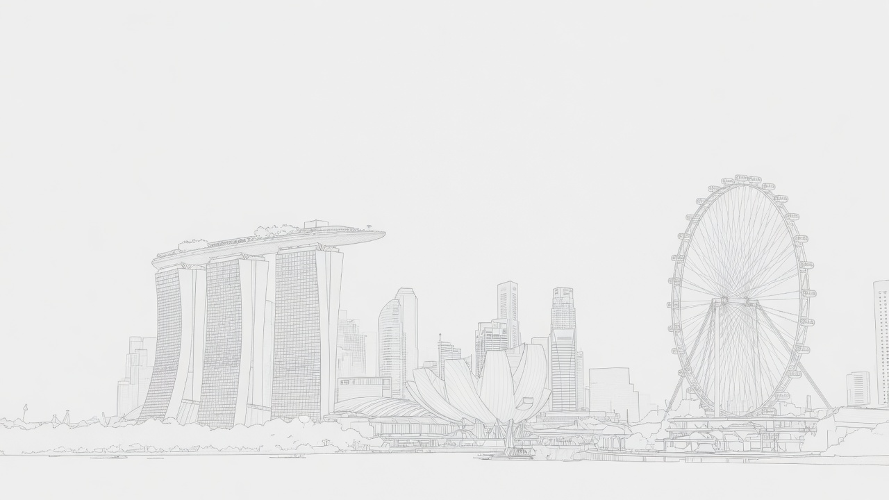 Singapore legal corridor line-art illustration