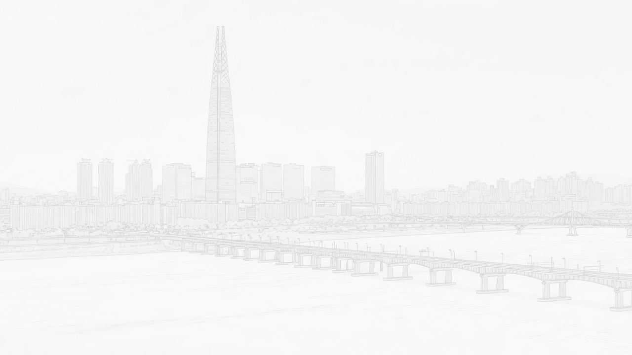 South Korea legal corridor line-art illustration