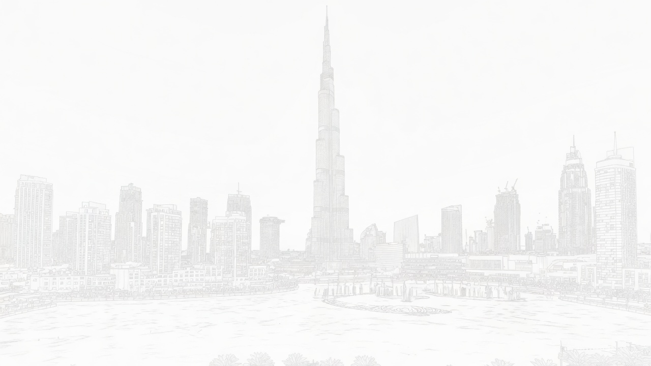 United Arab Emirates legal corridor line-art illustration