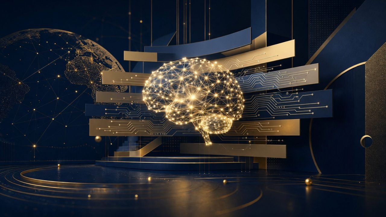 Abstract neural sphere representing the AI and technology interface