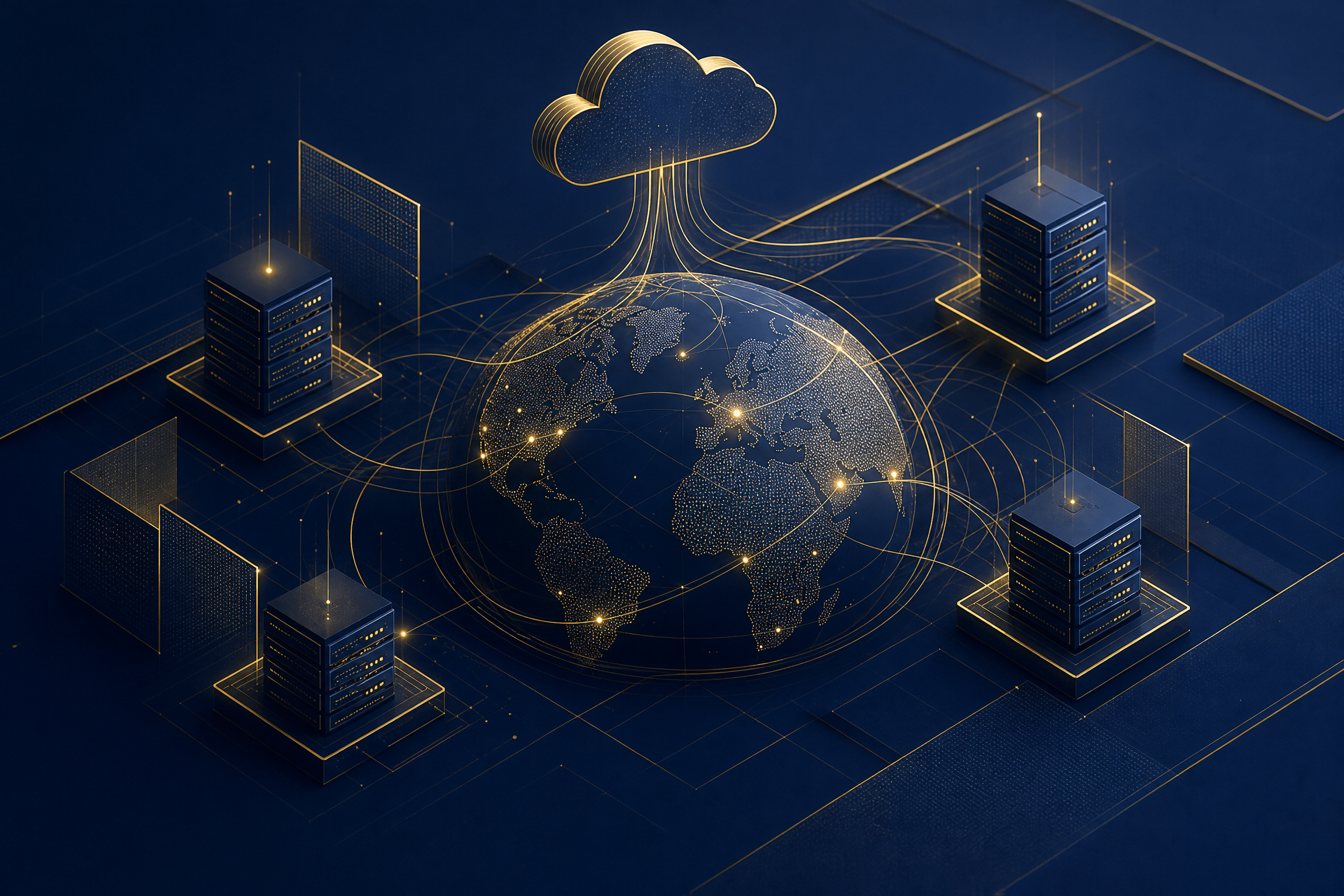 Abstract illustration representing cloud architecture and data transfers