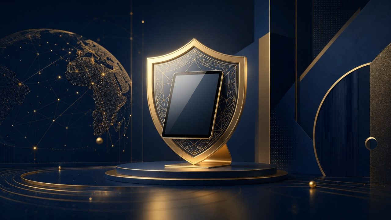Abstract gold safety shield representing product quality and defect controls