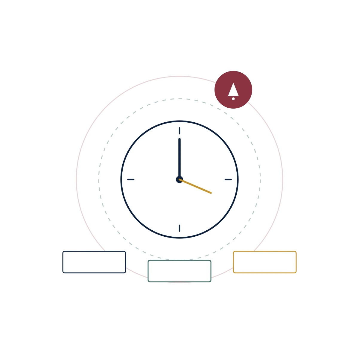 Incident-response clock with containment ring and evidence chips